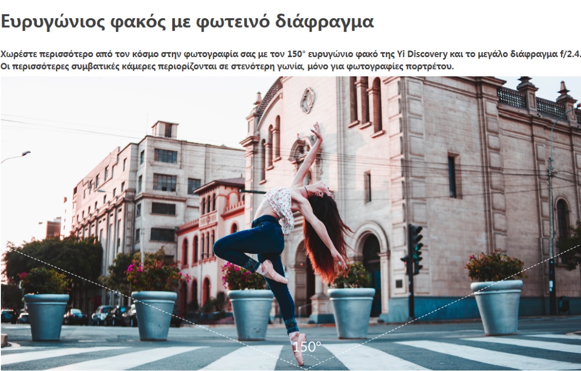 Yi Discovery με ευρυγώνιο φακό 150° Yi Discovery με ευρυγώνιο φακό 150°